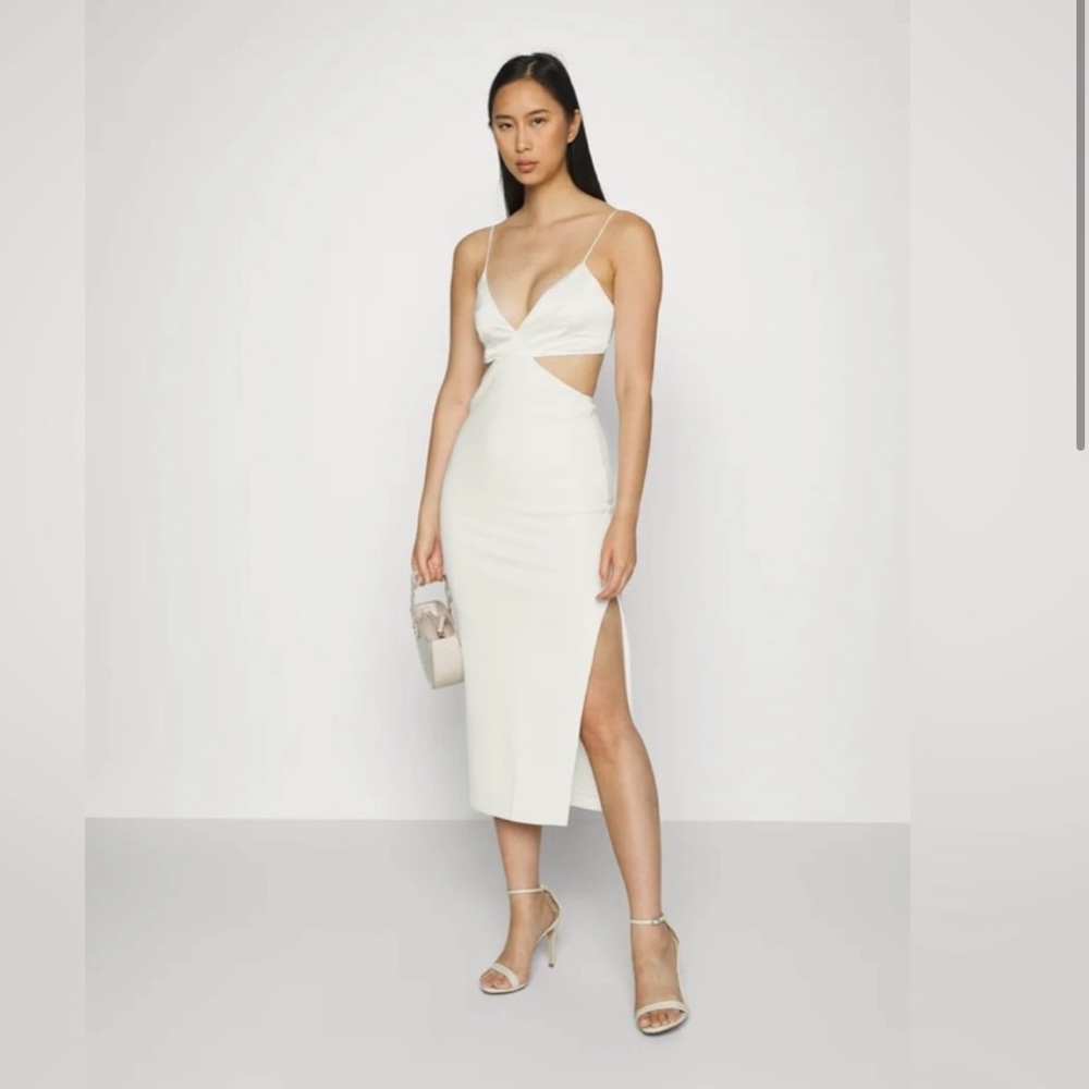 Abercrombie Mixed Fabric Cutout Midi Dress